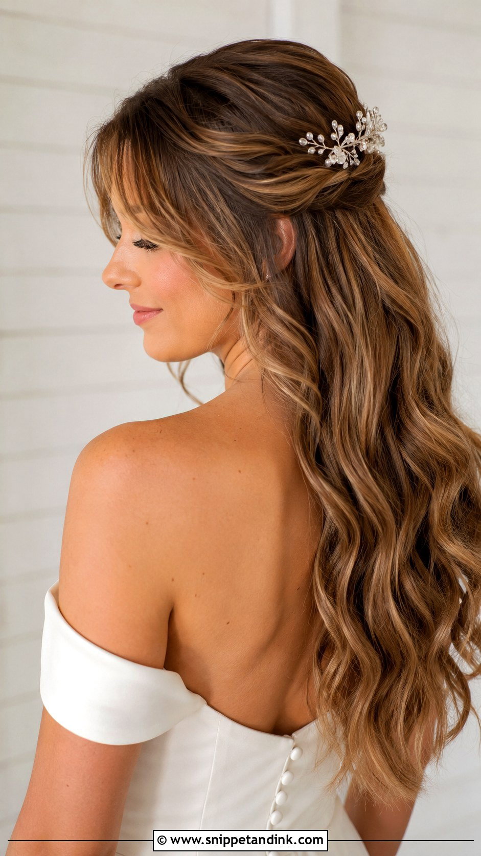 Half Up Half Down With Curtain Bangs - Snippet and Ink - 20 Bridal Hair with Curtain Bangs