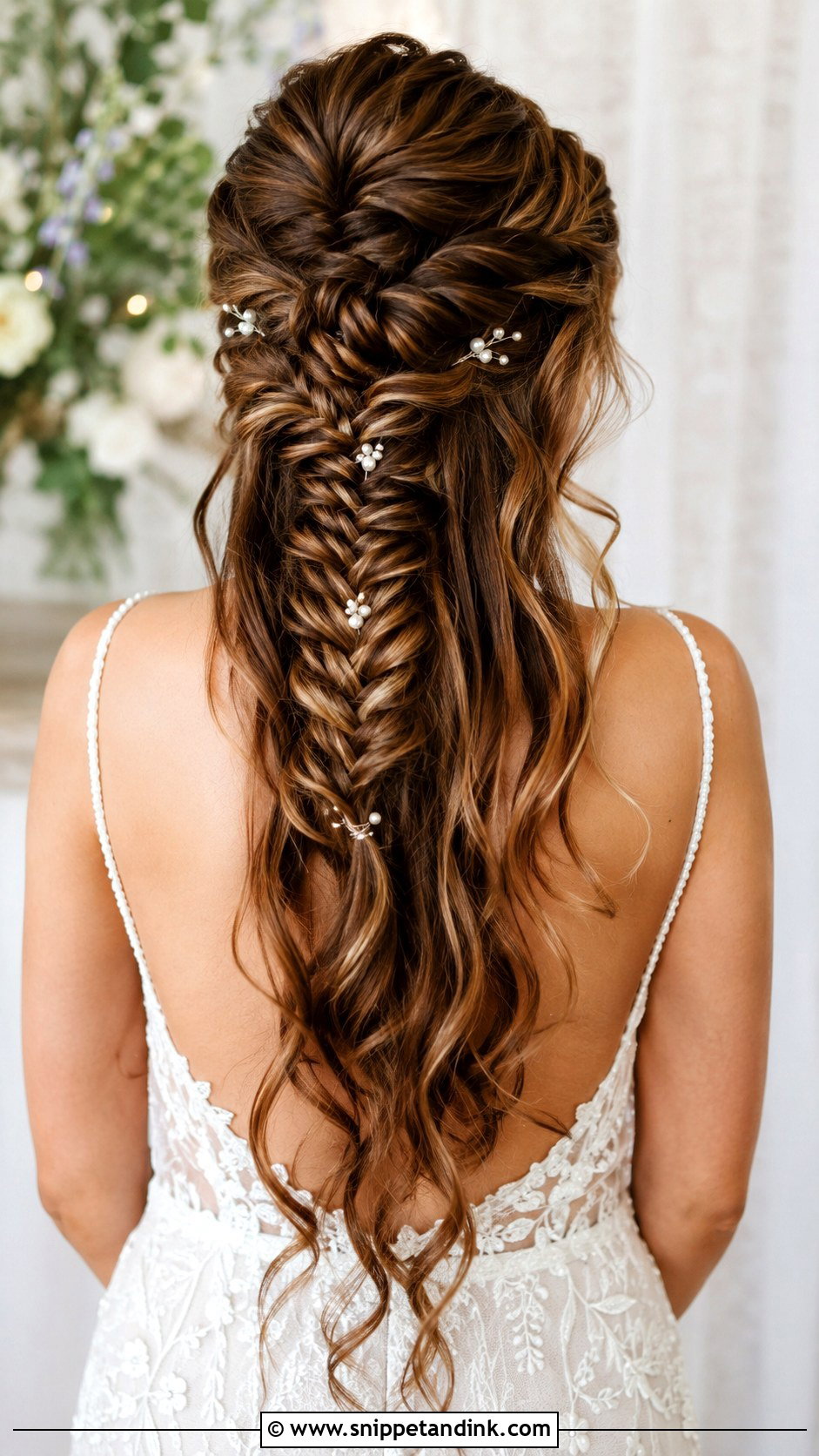 Half Up Half Down With Fishtail Braid - Snippet and Ink - 20 Half-Up Half-Down Wedding Hair Bride Ideas