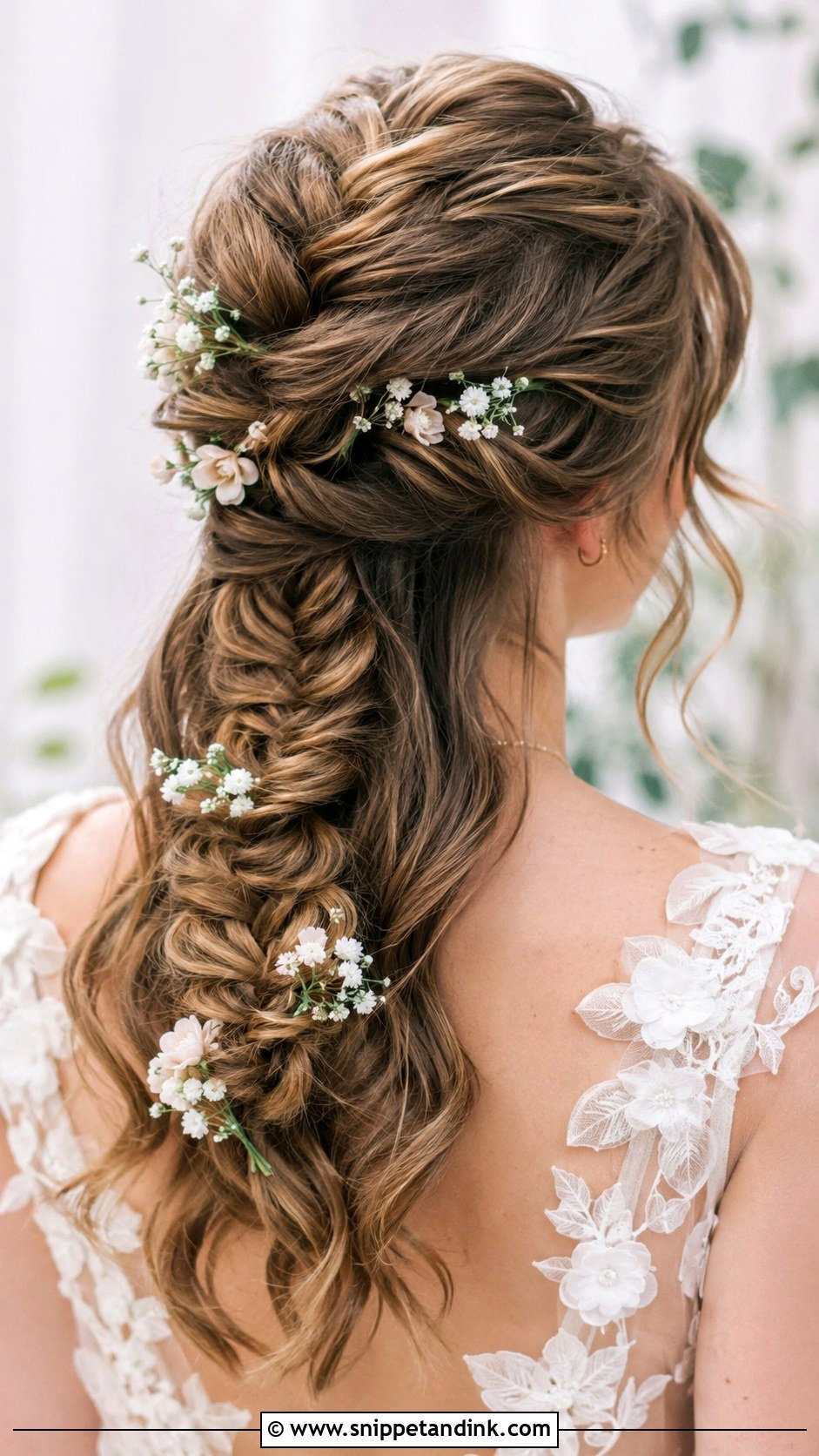 Half Up Half Down With Fishtail Braid - Snippet and Ink - 20 Half-Up Half-Down Wedding Hair Styles
