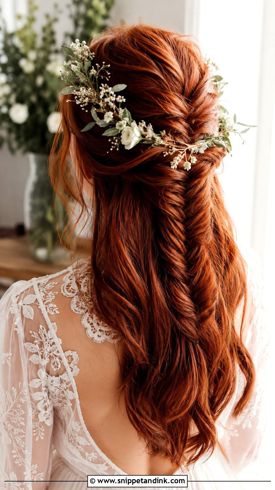 Half Up Half Down With Fishtail Braid - Snippet and Ink - 25 Elegant Half-Up Half-Down Wedding Hairstyles