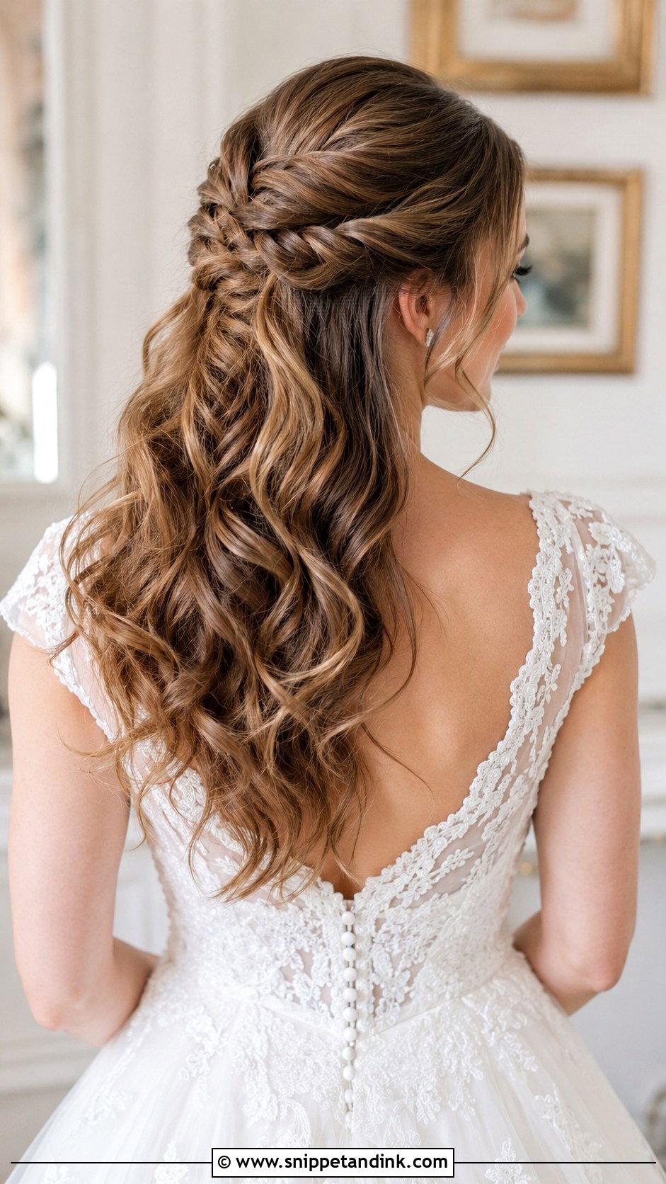 Half Up Half Down With Fishtail Braid - Snippet and Ink - 35 Half-Up Half-Down Wedding Hair Ideas