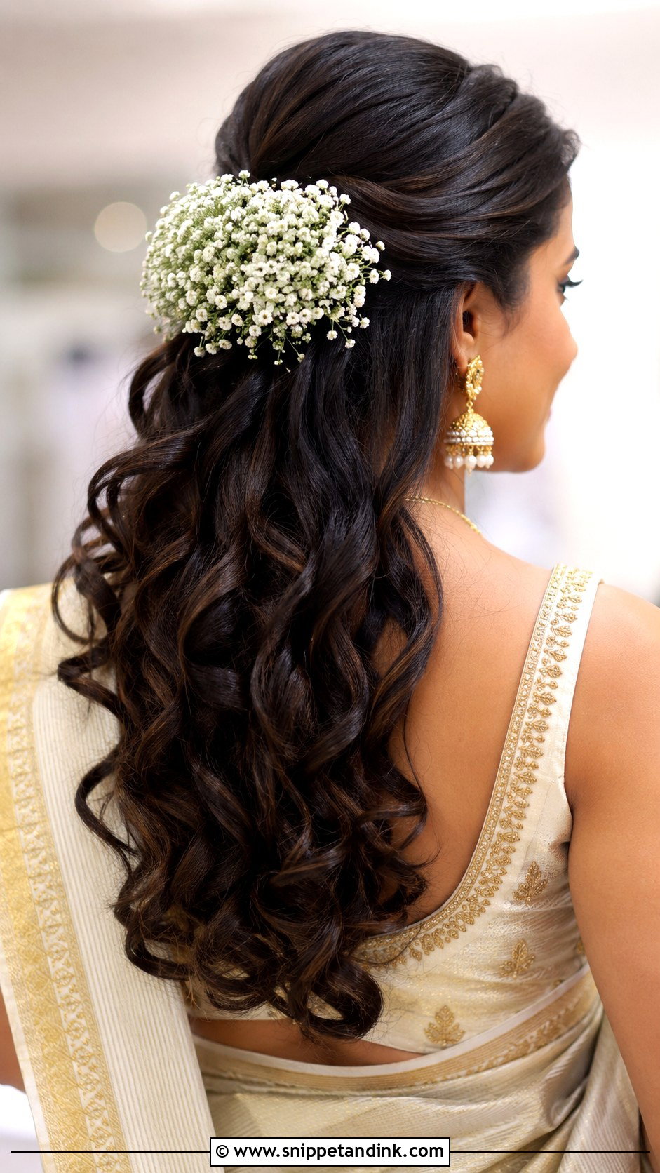 Half Up Half Down With Flowers - Snippet and Ink - 30 Kerala Bride Hairstyles