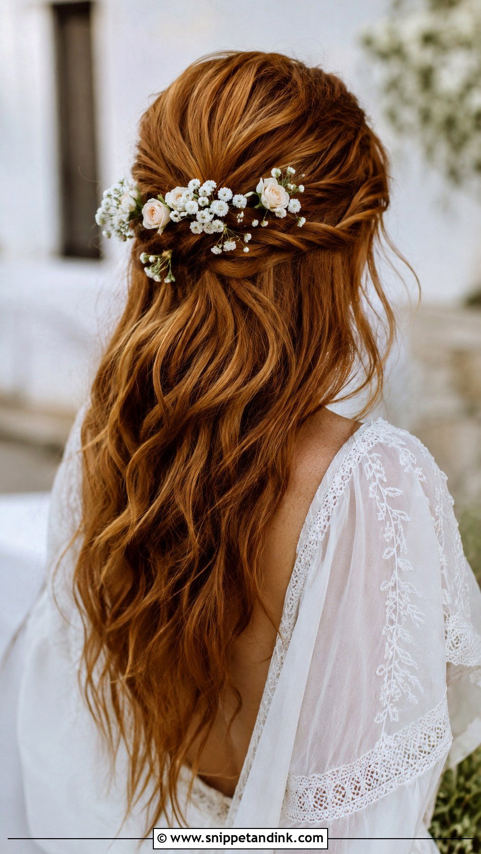 Half Up Half Down With Fresh Flowers - Snippet and Ink - 25 Half-Up Half-Down Hair for Wedding Ideas