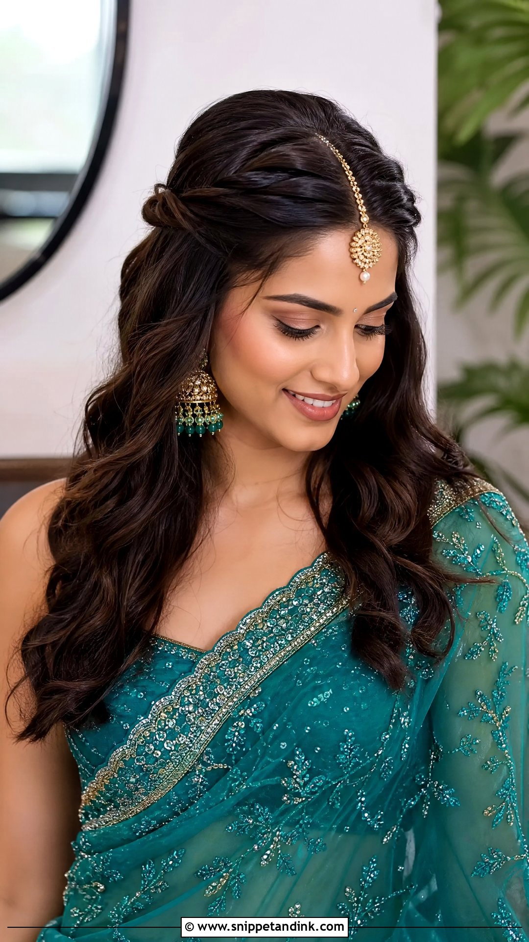 Half Up Half Down With Front Twists - Snippet and Ink - 20 Front Side Hairstyles for Indian Wedding