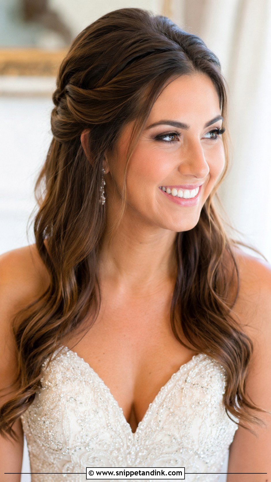 Half Up Half Down With Front Twists - Snippet and Ink - 20 Bride Front Hairstyles