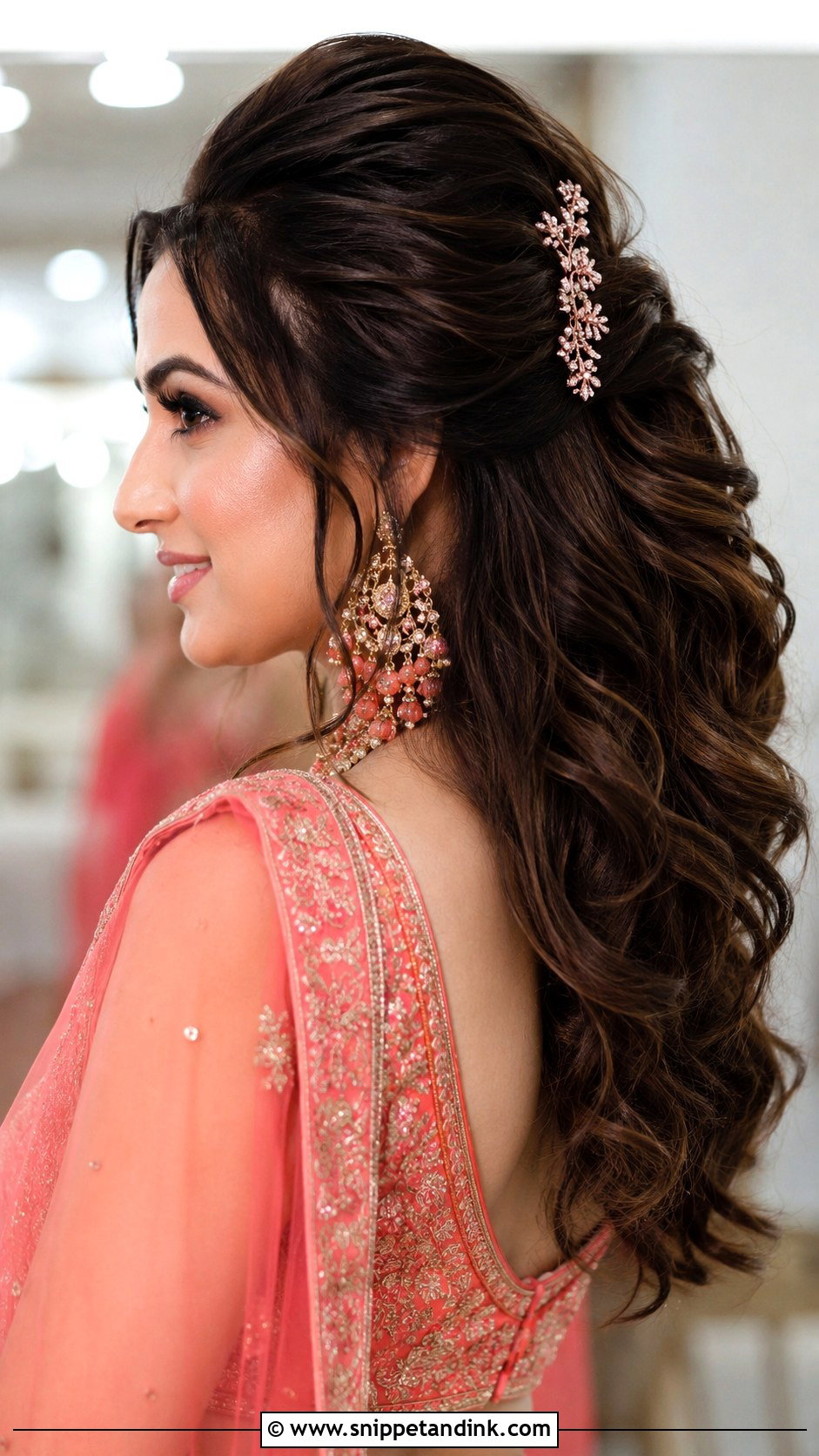 Half Up Half Down With Front Volume - Snippet and Ink - 25 Indian Bridal Front Hairstyles