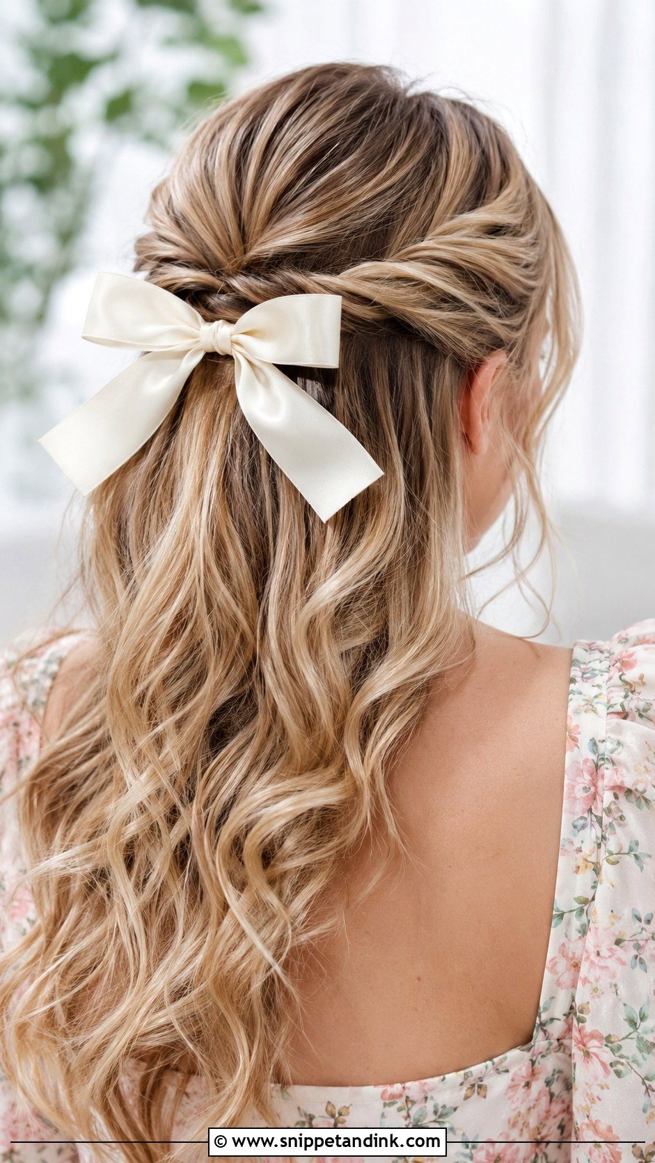 Half Up Half Down With Hair Bow - Snippet and Ink - 25 Half-Up Half-Down Wedding Guest Hair Ideas