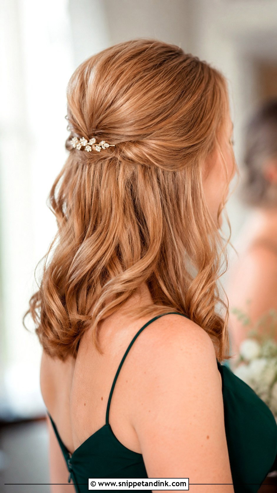 Half Up Half Down With Hair Clip For Medium Hair - Snippet and Ink - 20 Wedding Hairstyles Half Up Half Down Medium Length Bridesmaid Hair