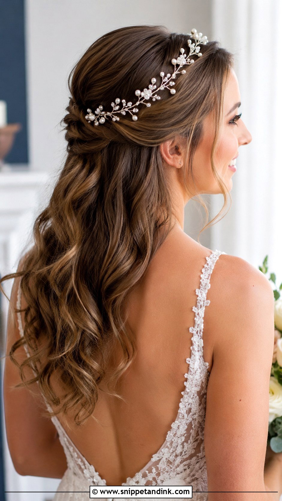 Half Up Half Down With Hair Vine - Snippet and Ink - 35 Half-Up Half-Down Wedding Hairstyles
