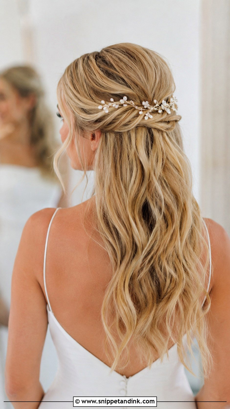 Half Up Half Down With Hair Vine - Snippet and Ink - 35 Half-Up Half-Down Wedding Hair Ideas