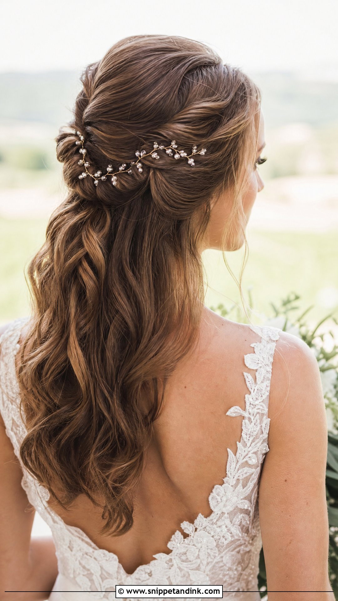 Half Up Half Down With Hair Vine - Snippet and Ink - 20 Half-Up Half-Down Wedding Hair Bride Ideas