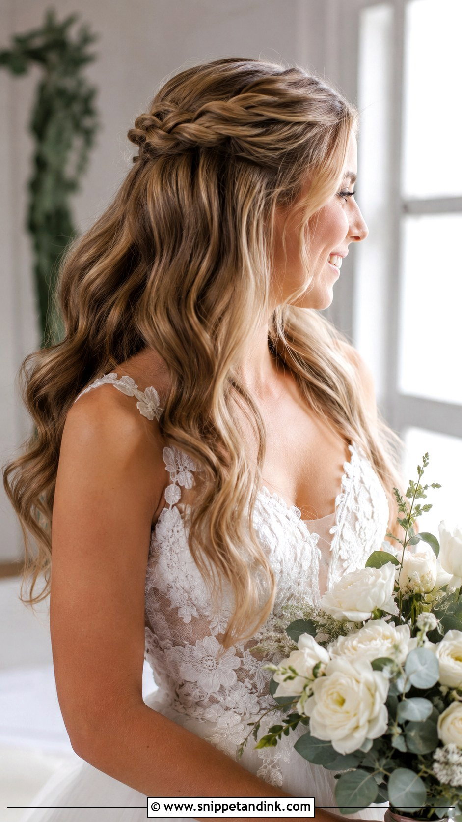 Half Up Half Down With Halo Extensions - Snippet and Ink - 20 Wedding Hair Extensions