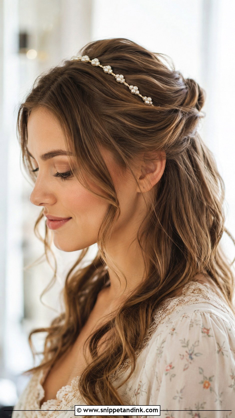 Half Up Half Down With Headband - Snippet and Ink - 25 Half-Up Half-Down Wedding Guest Hair Ideas