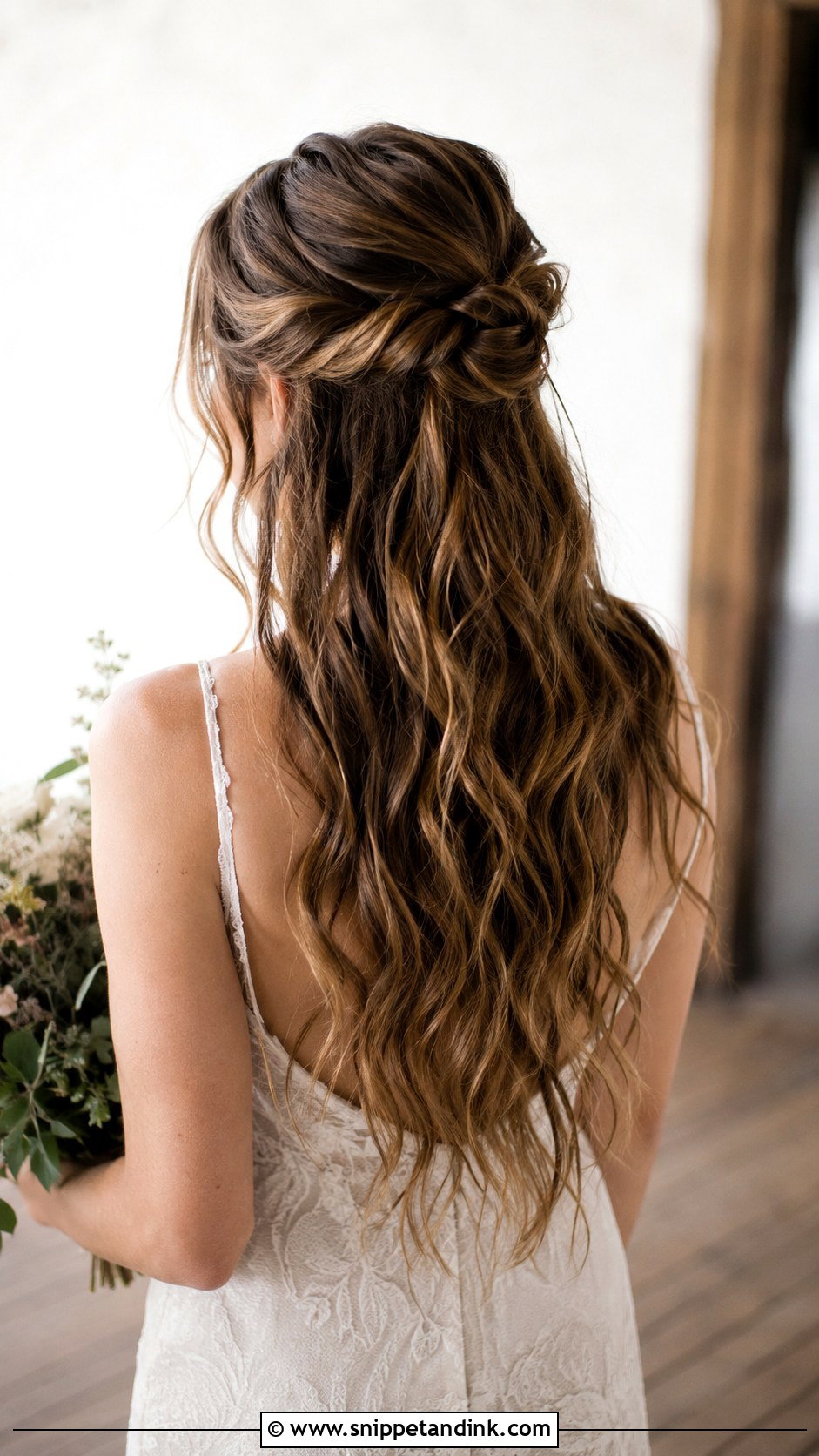 Half Up Half Down With Knotted Detail - Snippet and Ink - 25 Half-Up Half-Down Bride Hair Ideas