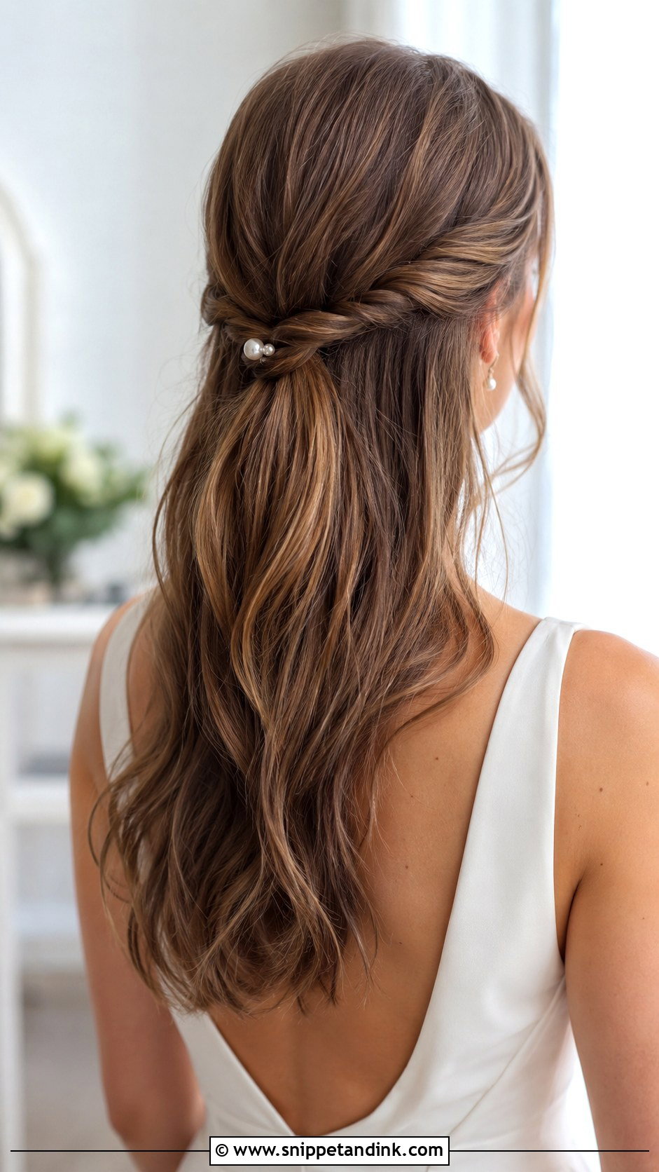 Half Up Half Down With Knotted Detail - Snippet and Ink - 30 Short Half-Up Half-Down Wedding Hair Ideas