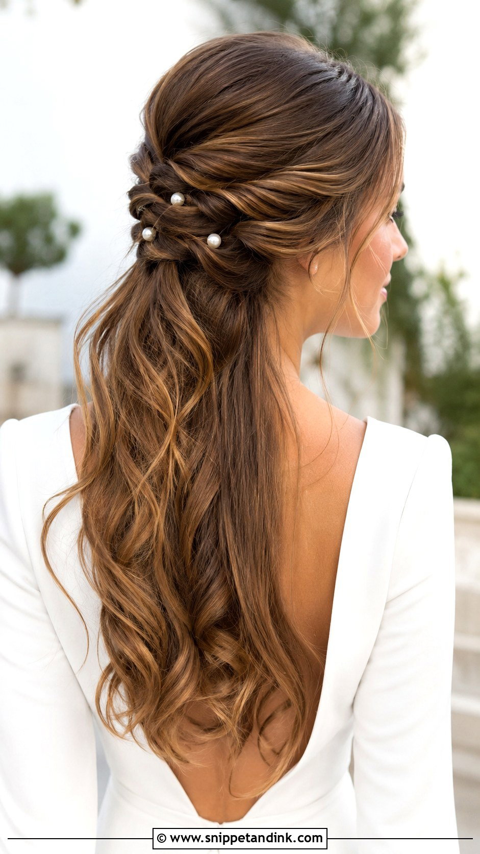 Half Up Half Down With Knotted Detail - Snippet and Ink - 20 Shoulder Length Half-Up Half-Down Wedding Hair Ideas