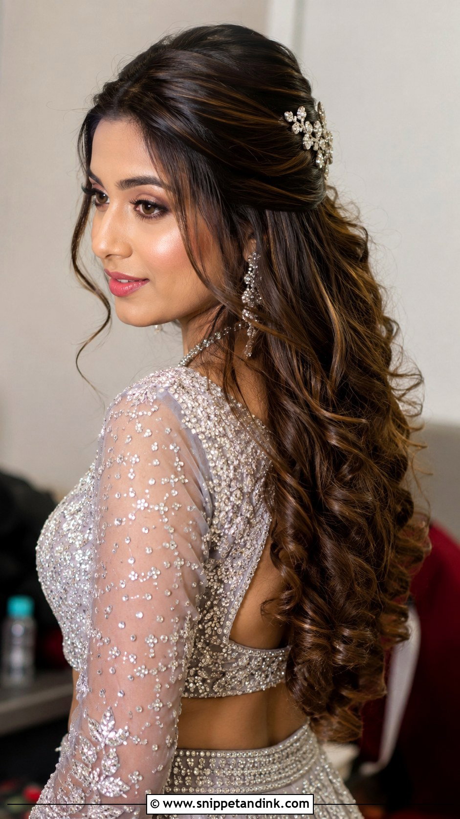 Half Up Half Down With Loose Curls - Snippet and Ink - 20 Pre Wedding Hairstyles