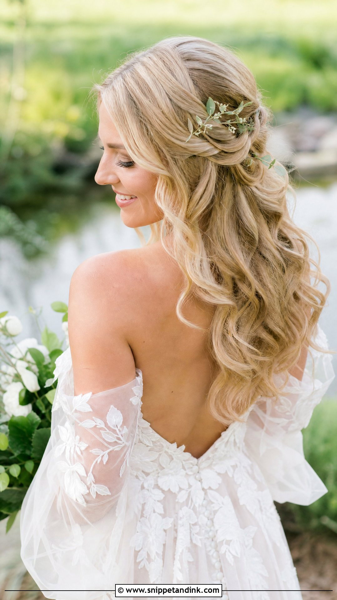 Half Up Half Down With Loose Curls - Snippet and Ink - 20 Country Wedding Hairstyles