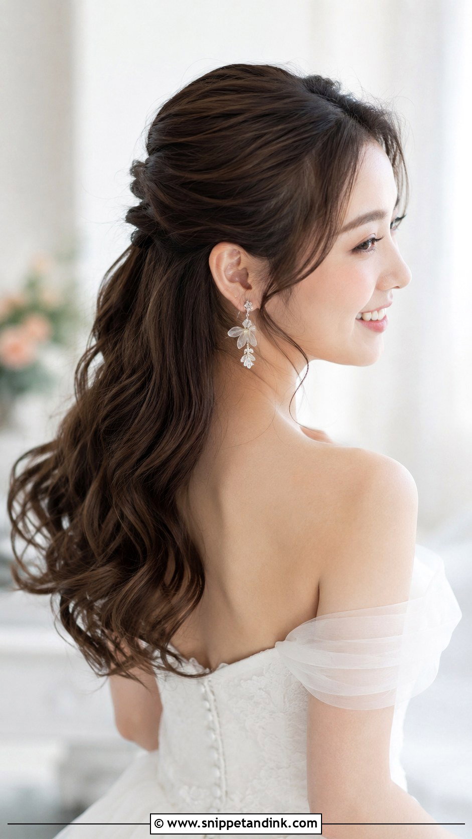 Half Up Half Down With Loose Curls - Snippet and Ink - 25 Asian Wedding Hair Ideas
