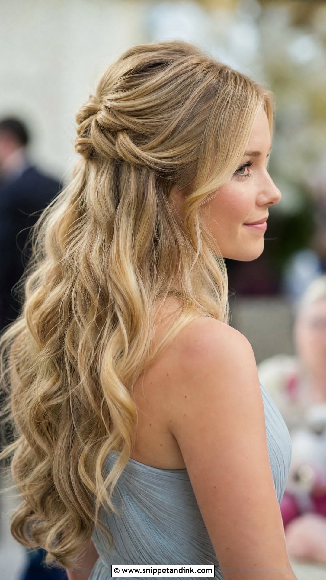 Half Up Half Down With Loose Curls - Snippet and Ink - 25 Half-Up Half-Down Wedding Guest Hair Ideas