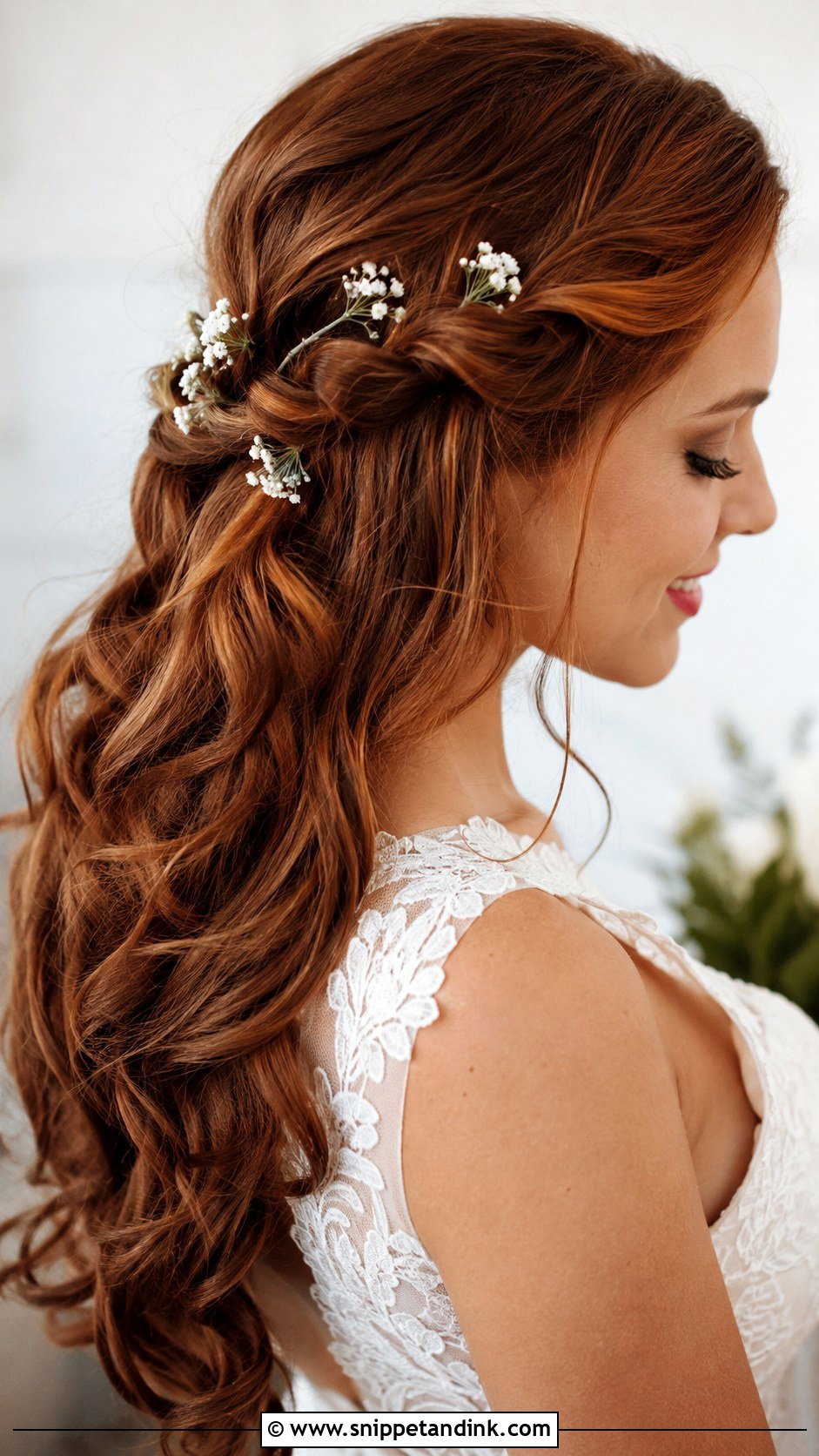 Half Up Half Down With Loose Curls - Snippet and Ink - 20 Fall Wedding Hair Ideas