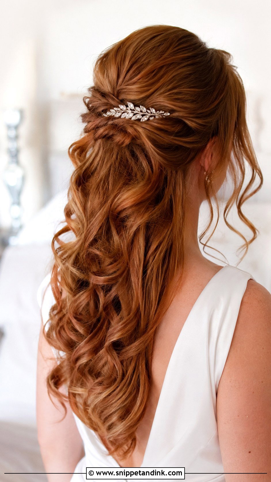 Half Up Half Down With Loose Curls - Snippet and Ink - 30 Half Updo Wedding Hair Ideas