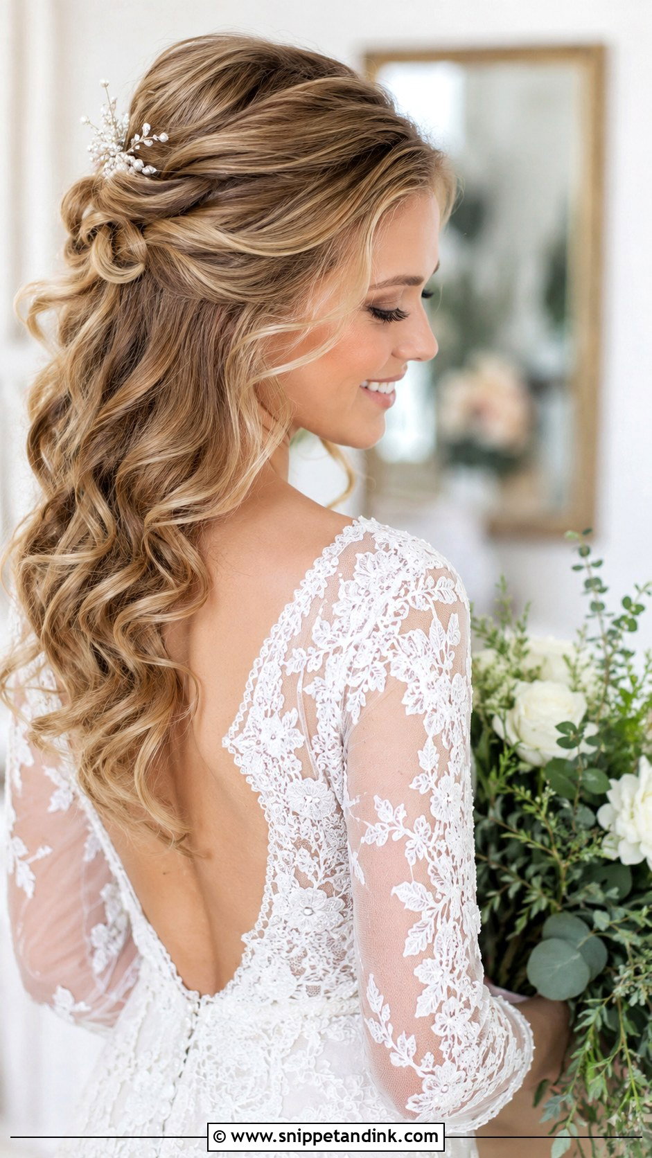 Half Up Half Down With Loose Curls - Snippet and Ink - 20 Half Hair Up Hairstyles for Wedding