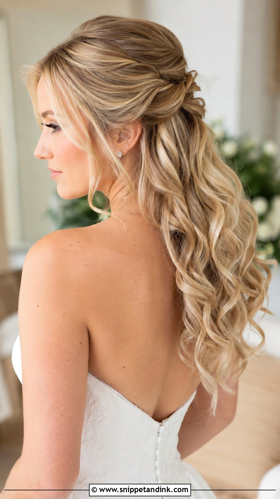 Half Up Half Down With Loose Curls - Snippet and Ink - 20 Half Wedding Hair Ideas