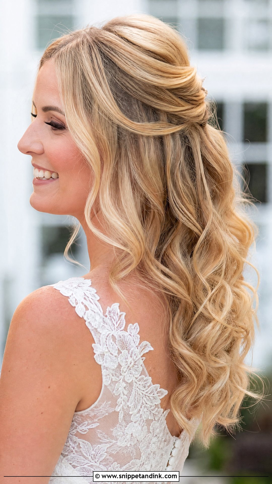 Half Up Half Down With Loose Curls - Snippet and Ink - 20 Half-Up Half-Down Wedding Hair Bride Ideas