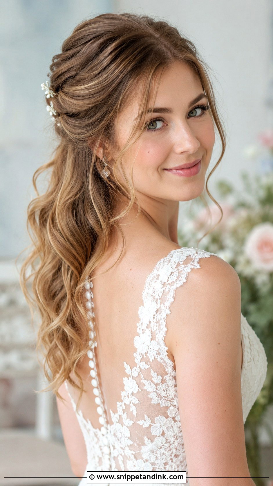 Half Up Half Down With Loose Curls - Snippet and Ink - 20 Half-Up Half-Down Wedding Hair Styles