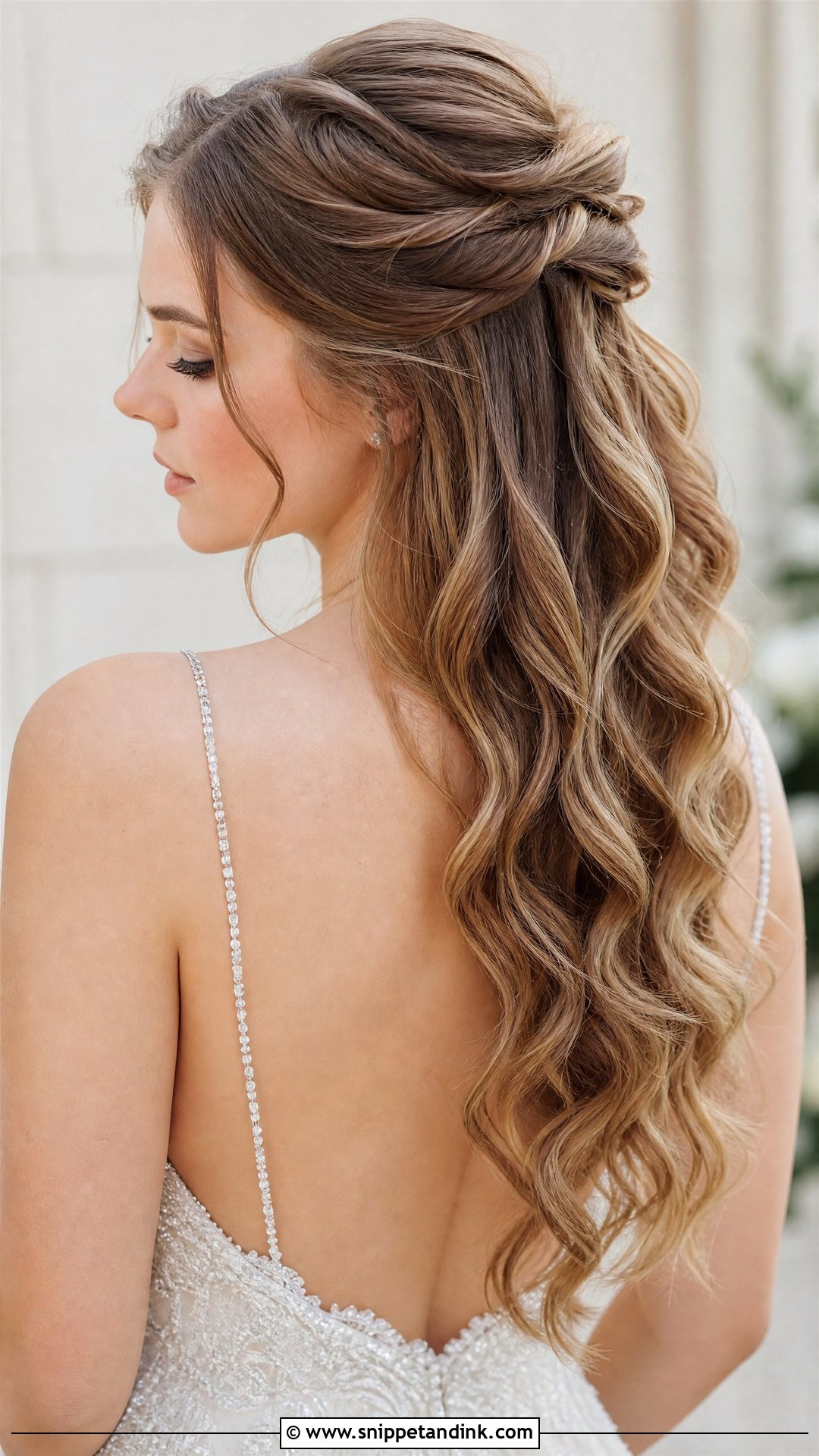Half Up Half Down With Loose Curls - Snippet and Ink - 20 Bride Hairstyles Front View