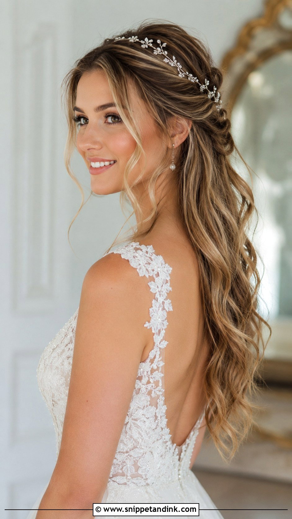 Half Up Half Down With Loose Tendrils - Snippet and Ink - 35 Half-Up Half-Down Wedding Hairstyles