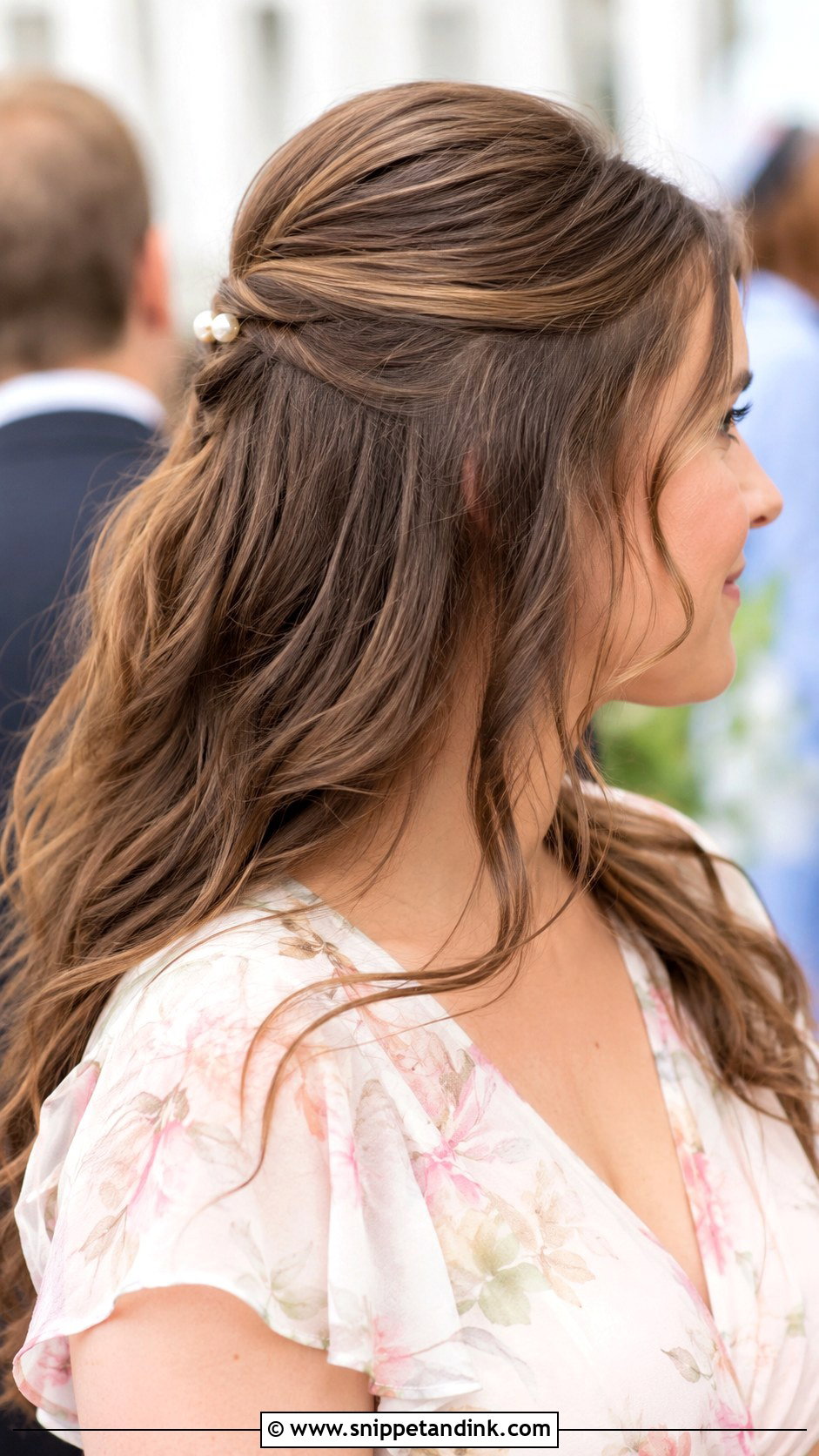 Half Up Half Down With Loose Waves - Snippet and Ink - 25 Easy Medium Wedding Guest Hairstyles