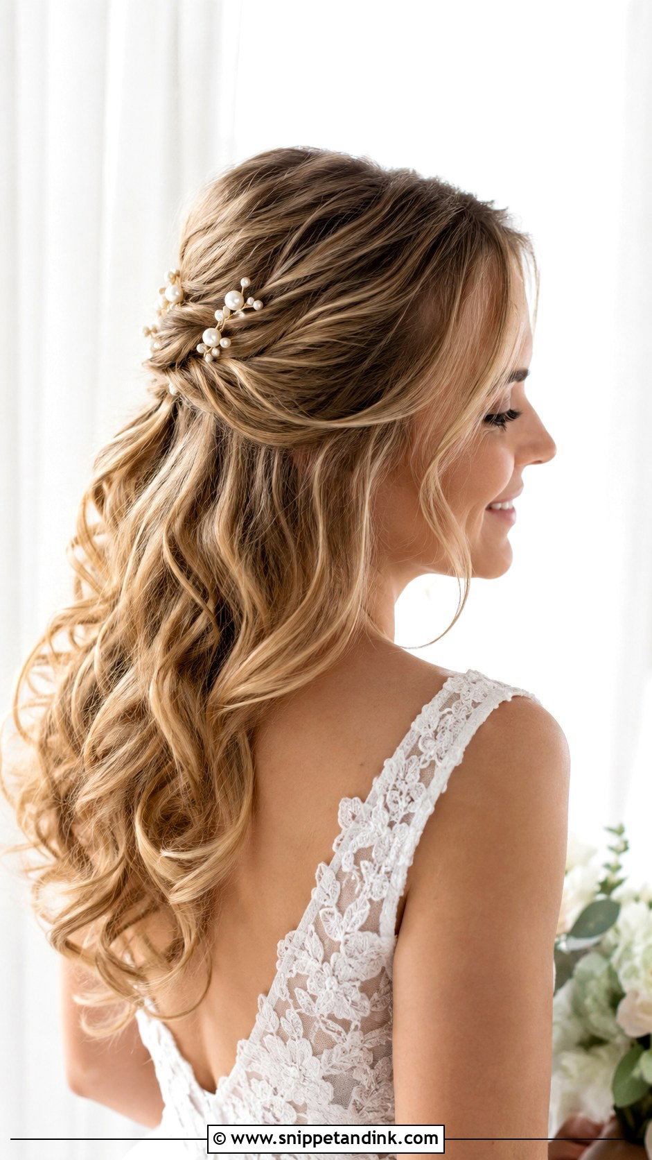 Half Up Half Down With Loose Waves - Snippet and Ink - 25 Hair Styles for Wedding Bride