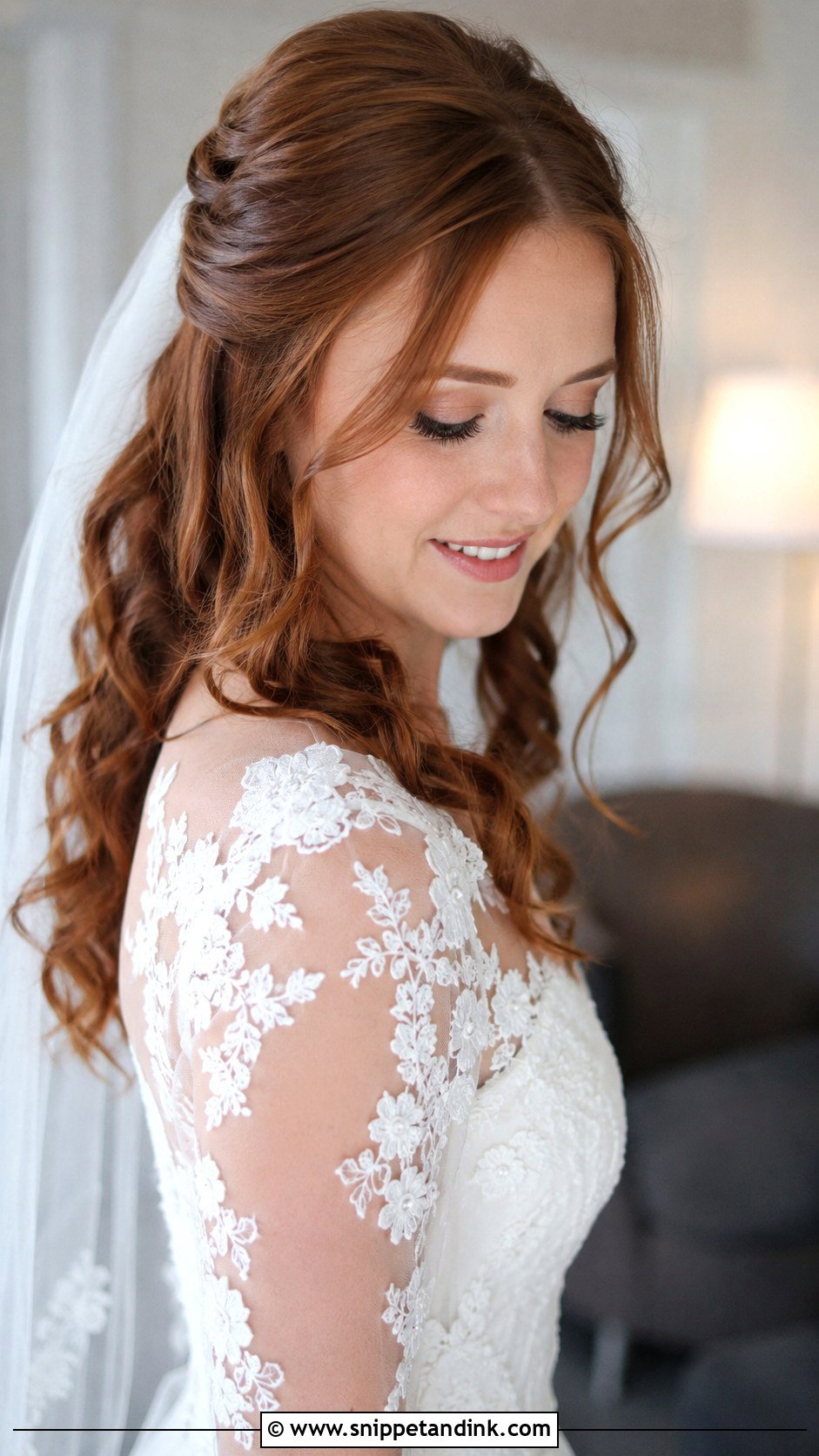 Half Up Half Down With Loose Waves - Snippet and Ink - 25 Messy Bride Hairstyles