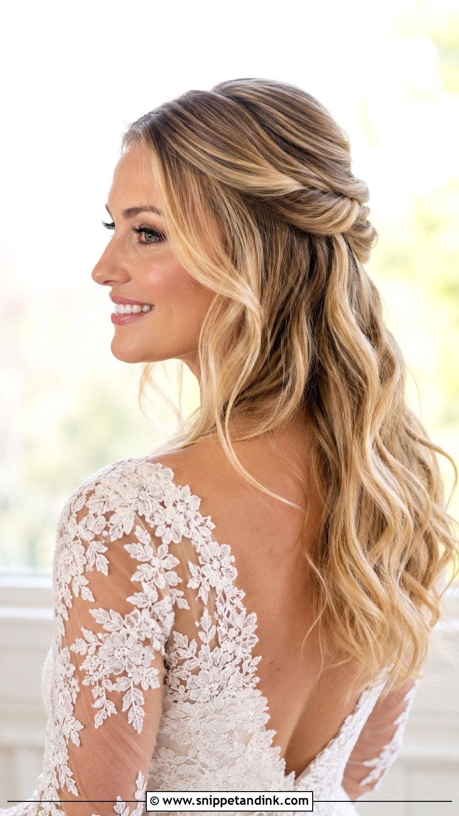 Half Up Half Down With Loose Waves - Snippet and Ink - 25 Wedding Hair Dos