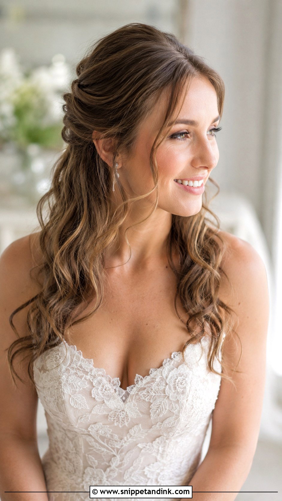 Half Up Half Down With Loose Waves - Snippet and Ink - 30 Half-Up Wedding Hair Ideas