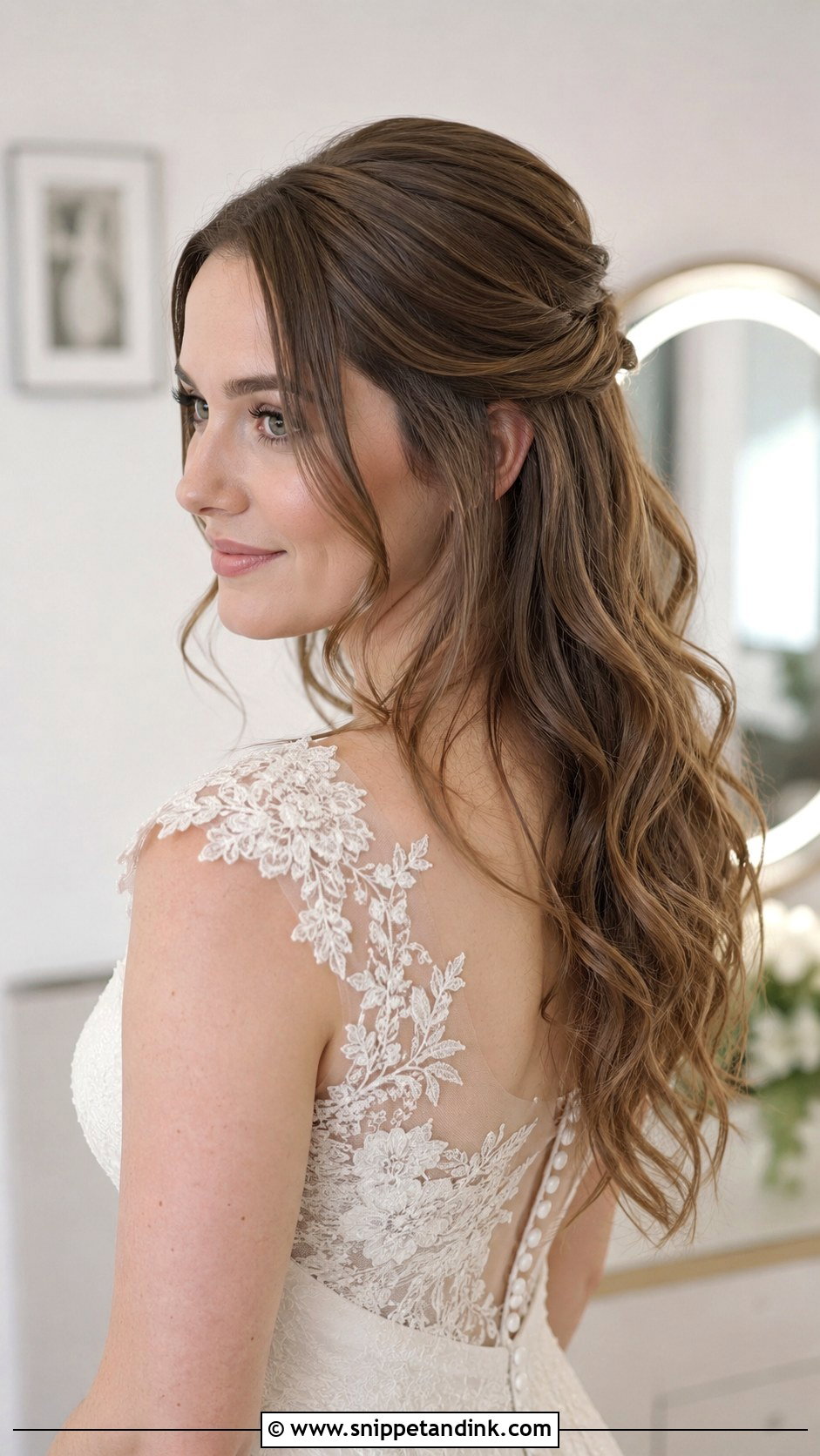 Half Up Half Down With Loose Waves - Snippet and Ink - 35 Half-Up Half-Down Wedding Hairstyles