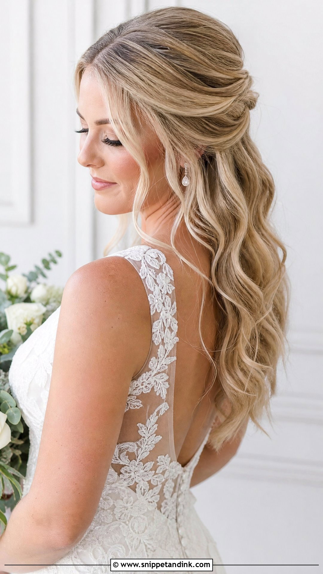 Half Up Half Down With Loose Waves - Snippet and Ink - 20 Half-Up Bridal Hairstyles
