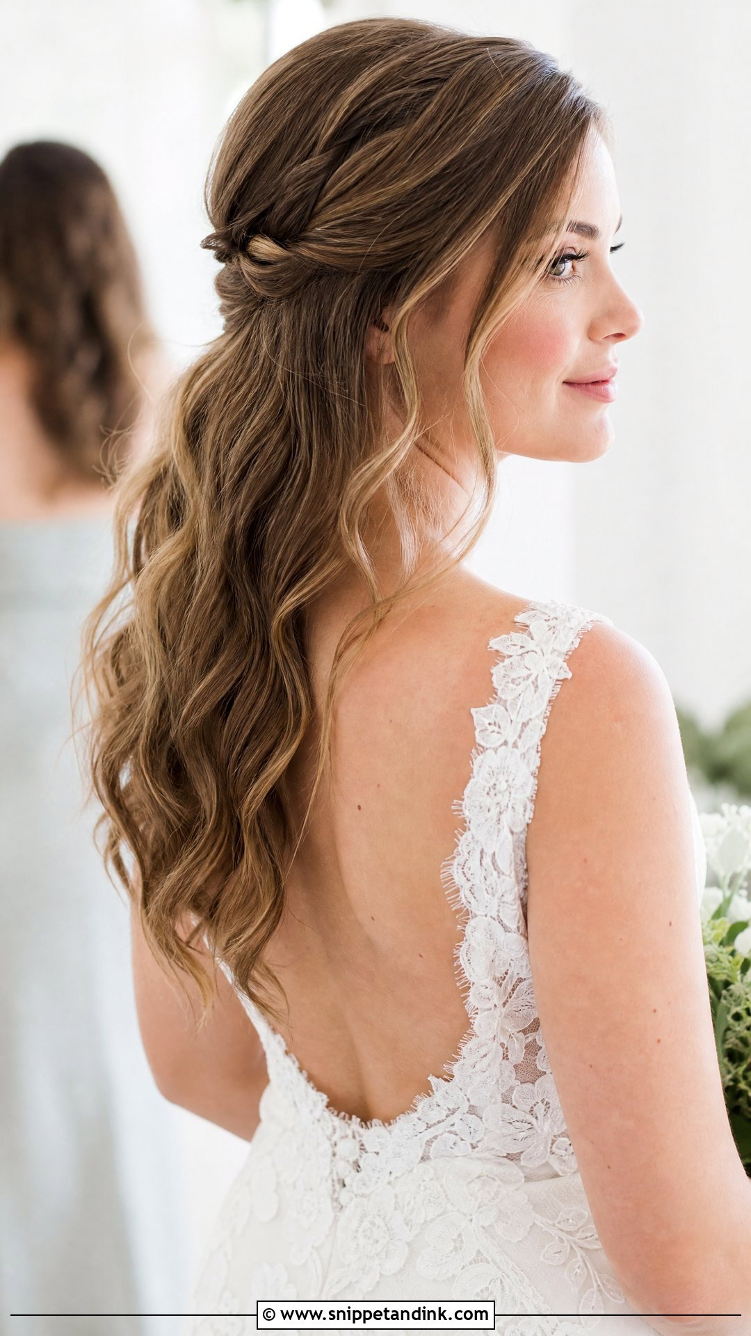 Half Up Half Down With Loose Waves - Snippet and Ink - 20 Bridal Hair for Long Hair Ideas