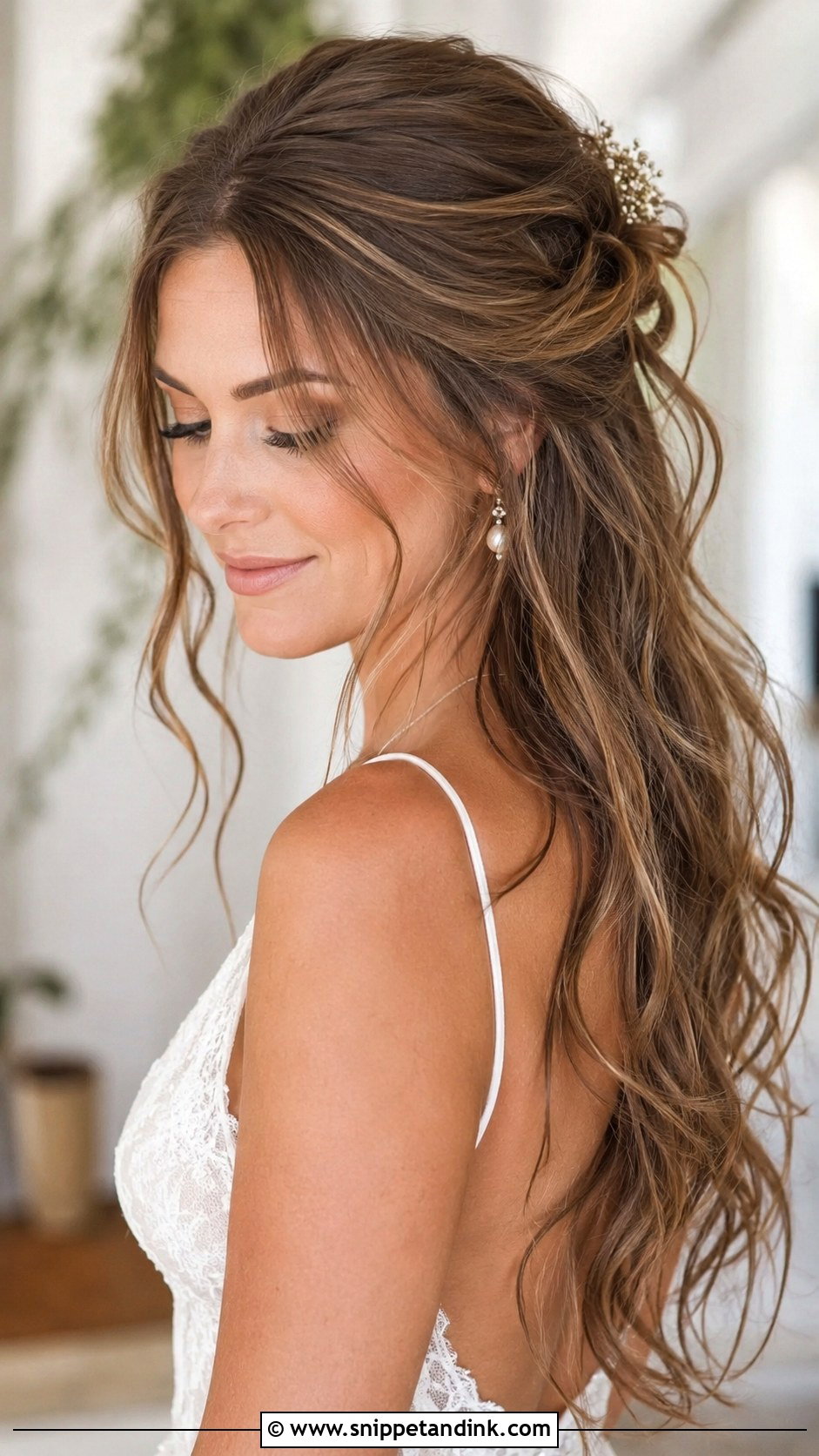 Half Up Half Down With Messy Texture - Snippet and Ink - 25 Half-Up Half-Down Wedding Hair Front Pic Ideas