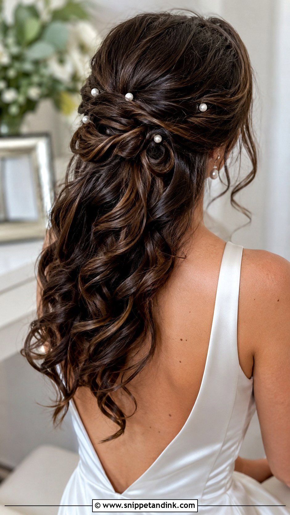 Half Up Half Down With Pearls - Snippet and Ink - 30 Half Updo Wedding Hair Ideas