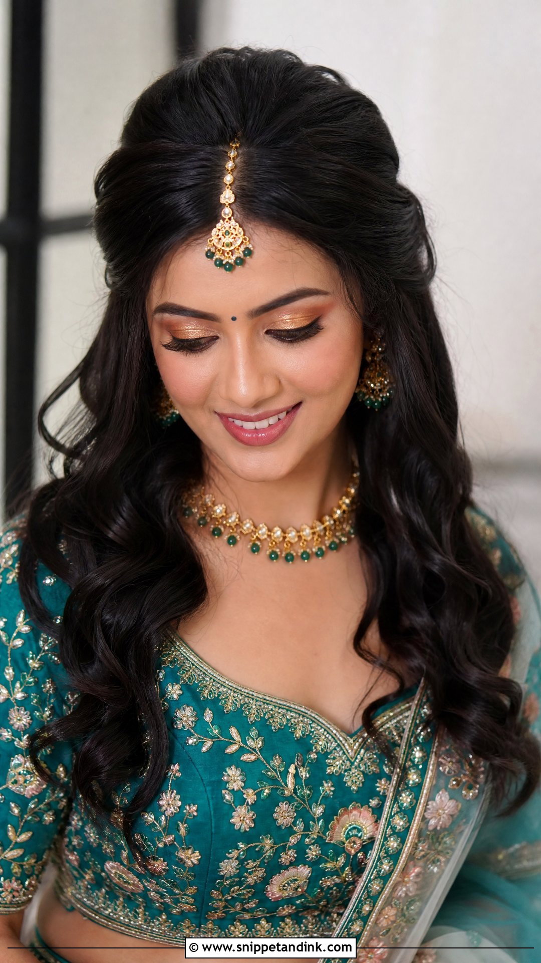 Half Up Half Down With Puff - Snippet and Ink - 20 Easy Self Indian Hairstyles for Wedding