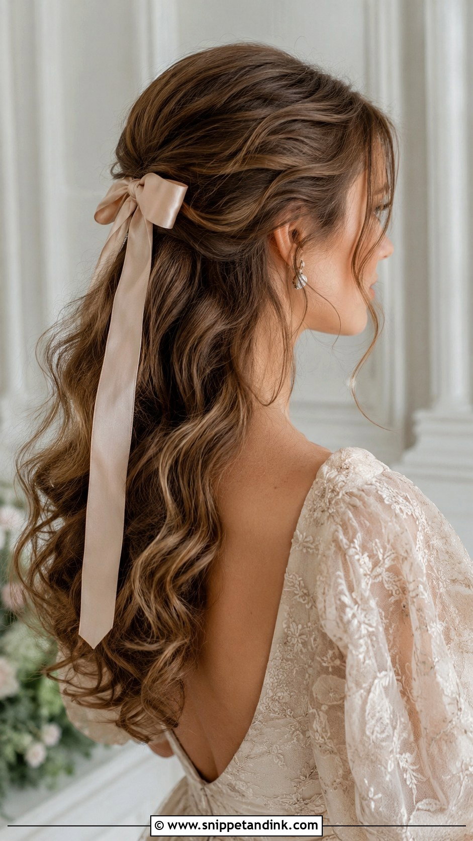 Half Up Half Down With Ribbon - Snippet and Ink - 25 Half-Up Half-Down Hair for Wedding Ideas