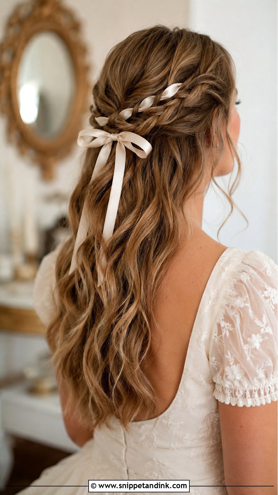 Half Up Half Down With Ribbon - Snippet and Ink - 30 Half Updo Wedding Hair Ideas