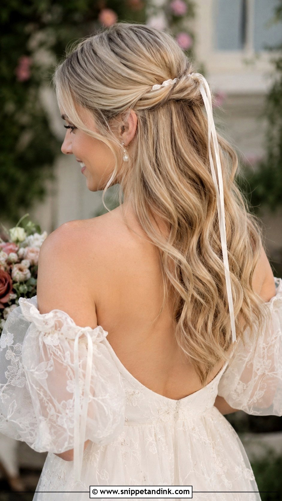 Half Up Half Down With Ribbon - Snippet and Ink - 25 Half-Up Half-Down Bride Hair Ideas