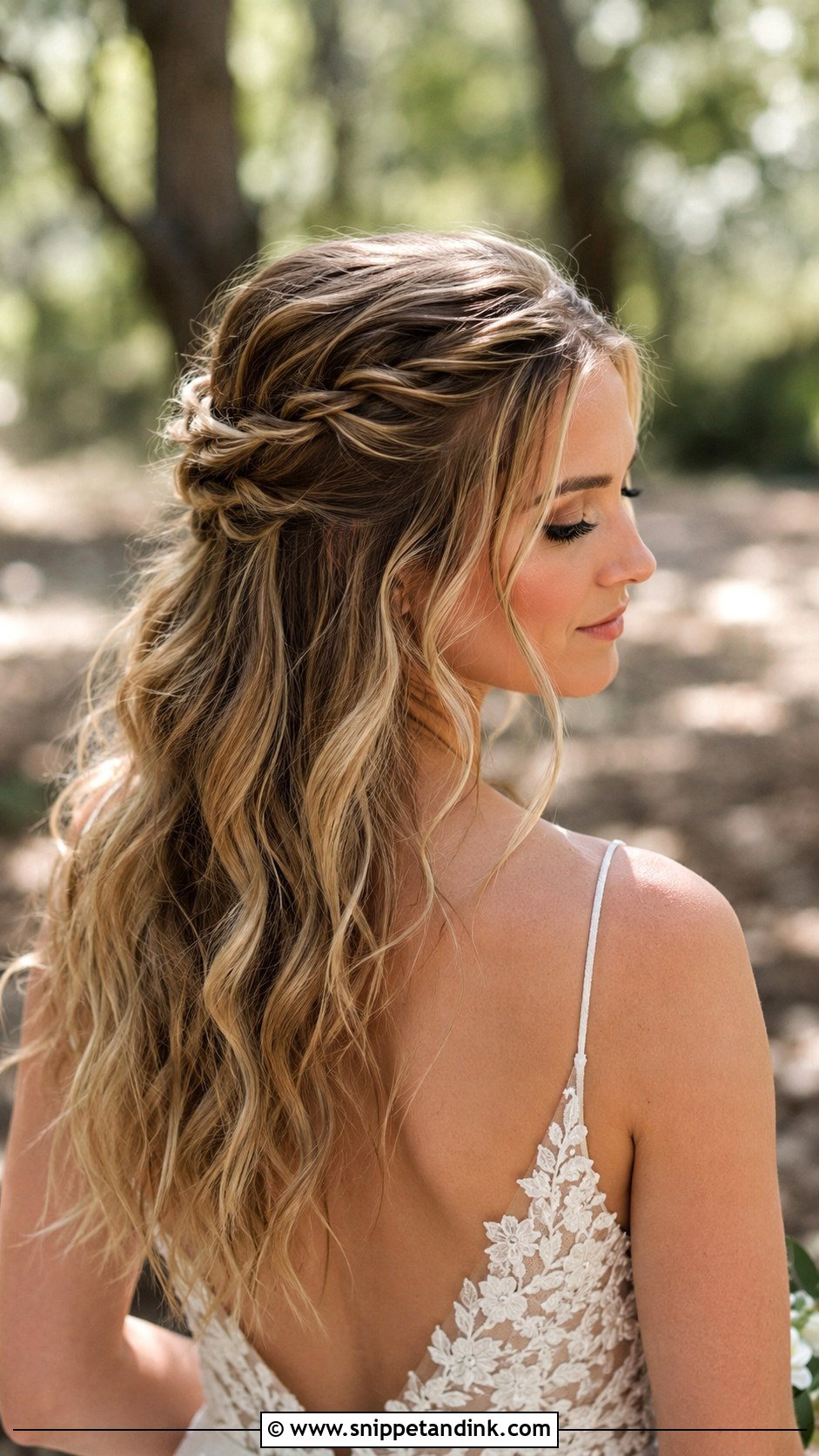 Half Up Half Down With Rope Braid - Snippet and Ink - 25 Half-Up Half-Down Bride Hair Ideas