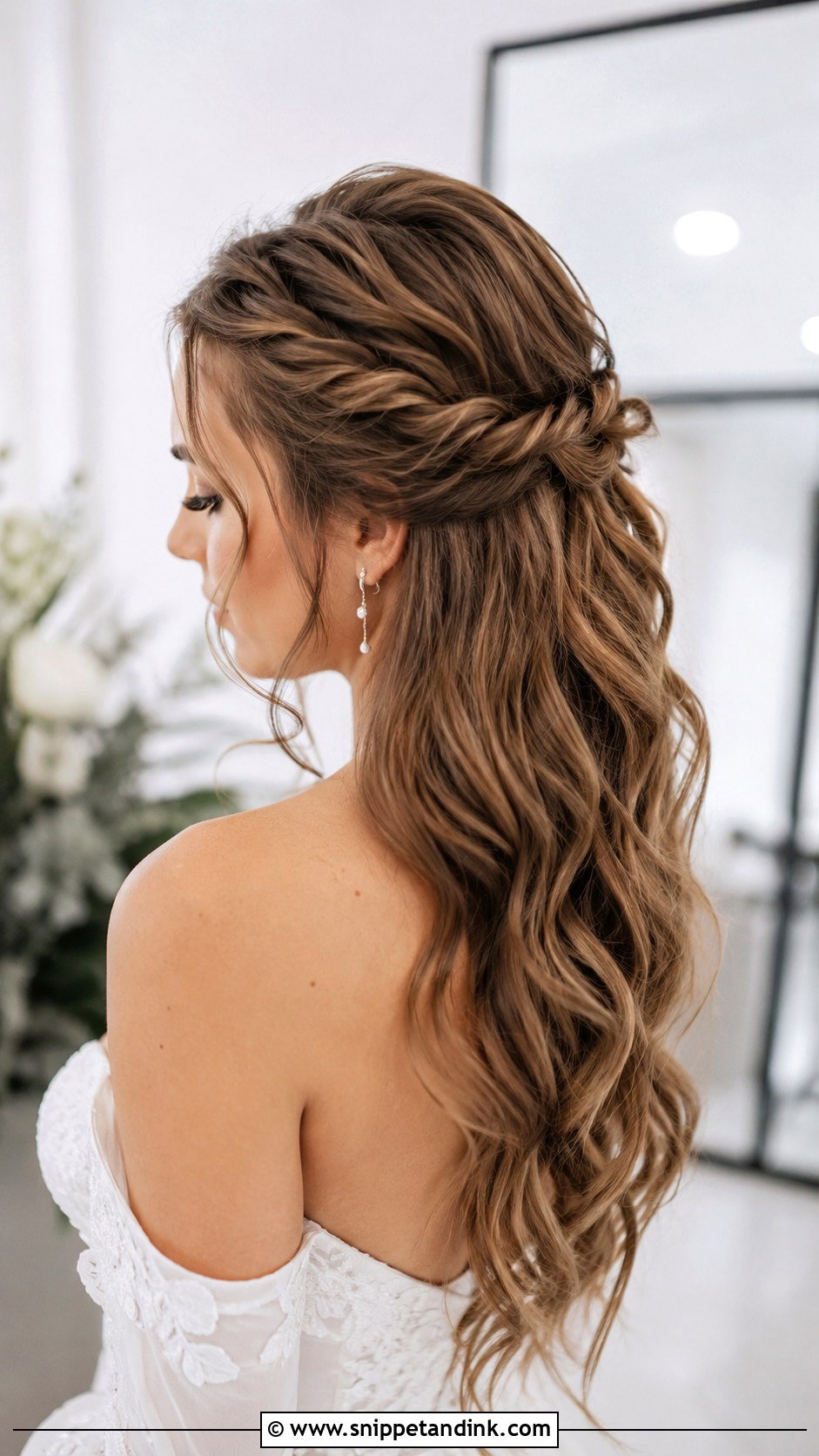 Half Up Half Down With Rope Braid - Snippet and Ink - 30 Half-Up Half-Down Bride Hairstyles