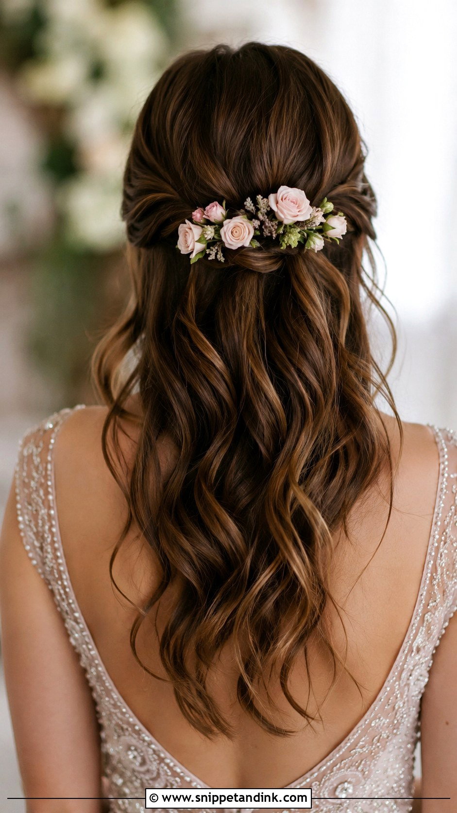 Half Up Half Down With Roses - Snippet and Ink - 25 Bridal Hair with Flowers