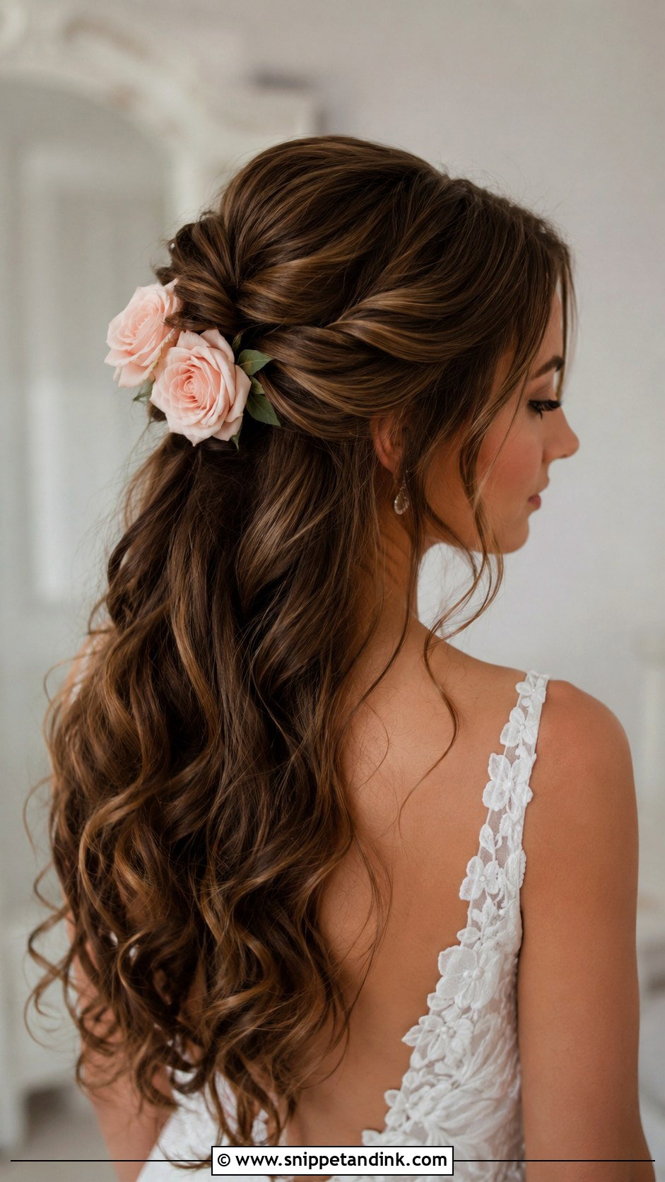 Half Up Half Down With Roses - Snippet and Ink - 20 Bride Hair Flowers